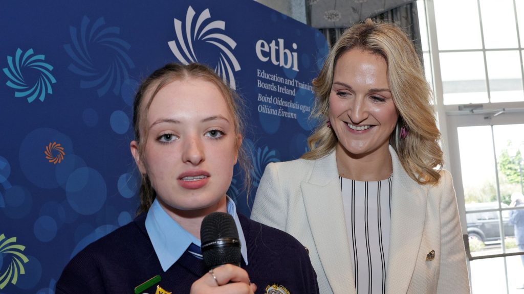 Minister Helen McEntee with a learner from Cavan