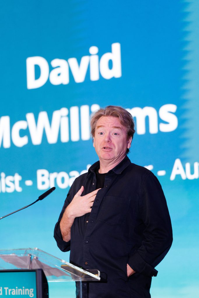 Economist David McWilliams on stage
